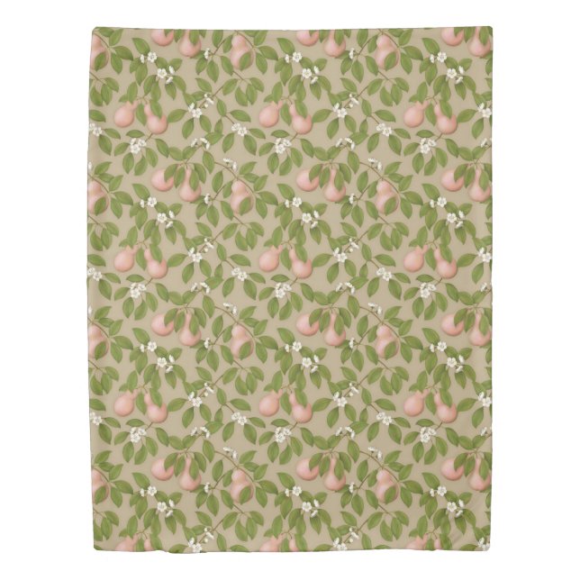 Pink Pears (light brown) Duvet Cover (Front)