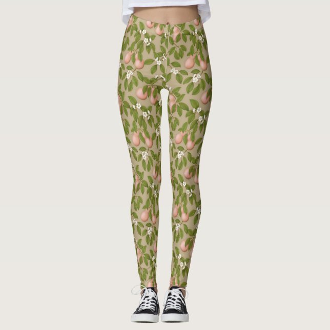 Pink Pears (light brown) Leggings (Front)