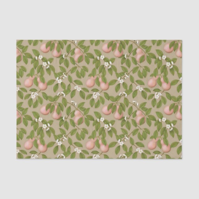 Pink Pears (light brown) Tissue Paper (Front)