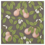 Pink Pears on Dark Brown (small scale) Fabric