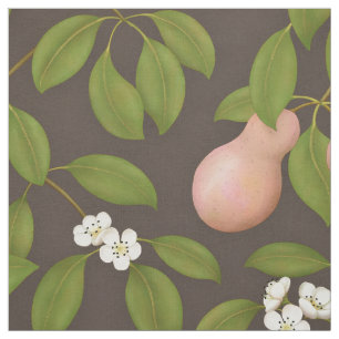 Pink Pears on Darker Brown (large scale) Fabric
