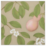 Pink Pears on Light Brown (large scale) Fabric