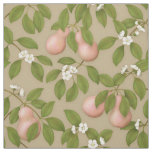 Pink Pears on Light Brown (small scale) Fabric