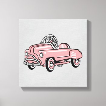 Pink Pedal Car Retro Wall Art Wrapped Canvas by Regella at Zazzle