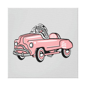 PINK PEDAL CAR RETRO WALL ART Wrapped Canvas