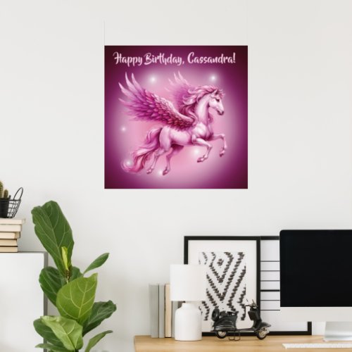 Pink Pegasus birthday party Matte Poster