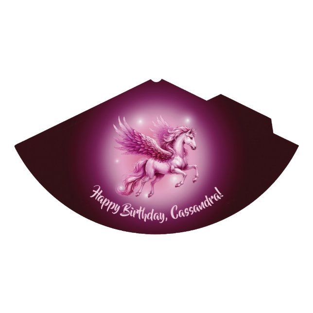 Pink Pegasus "Happy Birthday" Party Hat (Front)