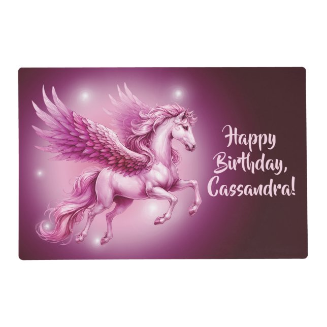 Pink Pegasus "Happy Birthday" Placemat (Front)