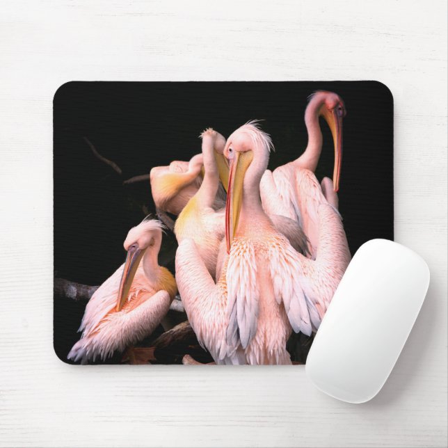 Pink Pelicans Mouse Pad (With Mouse)