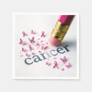 Pink Pencil Erasing Cancer Text  Napkins