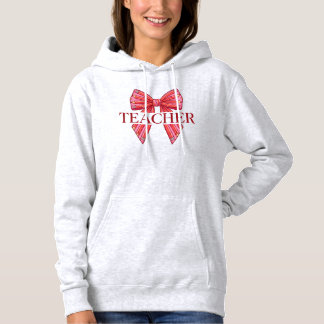 Pink Pencil Ribbon Bow Teacher Appreciation Hoodie