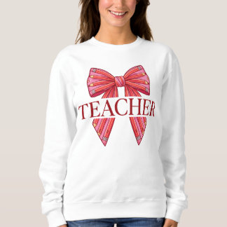 Pink Pencil Ribbon Bow Teacher Appreciation Sweatshirt