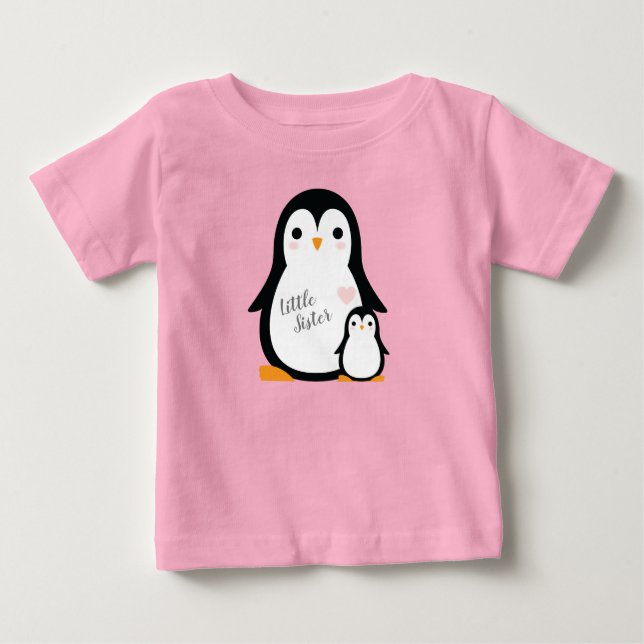 Pink Penguin Baby Shower Baby T-Shirt (Front)