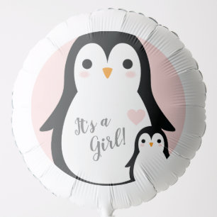 Pink Penguin Baby Shower Balloon