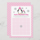 Pink Penguin Baby Shower Bingo Card (Front/Back)
