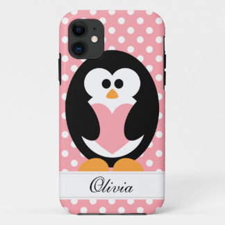 Pink Penguin Love iPhone 11 Case