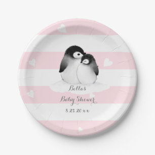 Pink Penguin Paper Plates