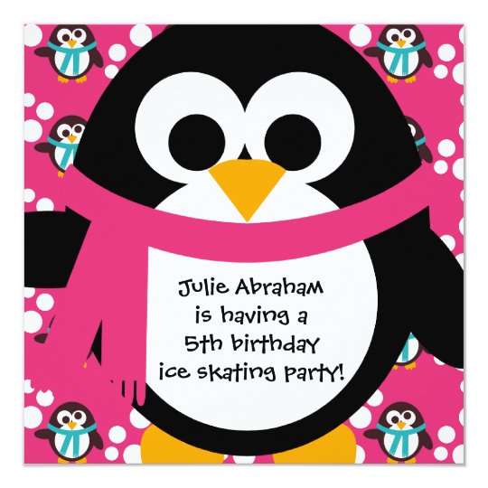Pink Penguin Party Invitation Zazzle Com