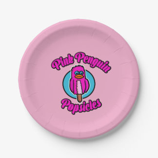 Pink Penguin Popsicle Paper Plates