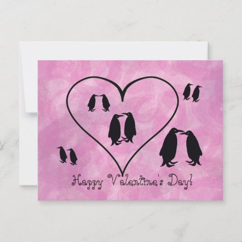 Pink Penguin Valentines Day Postcard