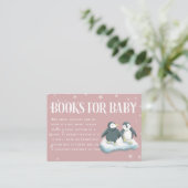 Pink Penguins Winter Baby Shower Book Request Enclosure Card (Standing Front)