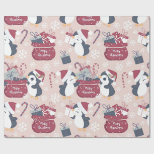Pink Penguins Wrapping Paper