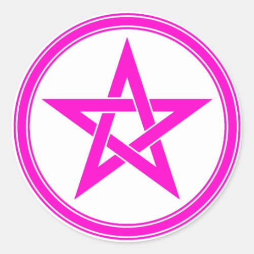 pink pentacle classic round sticker