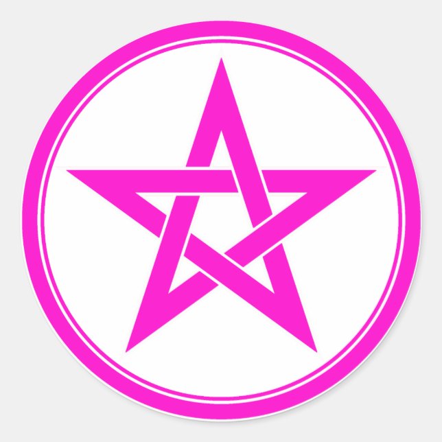 pink pentacle classic round sticker (Front)