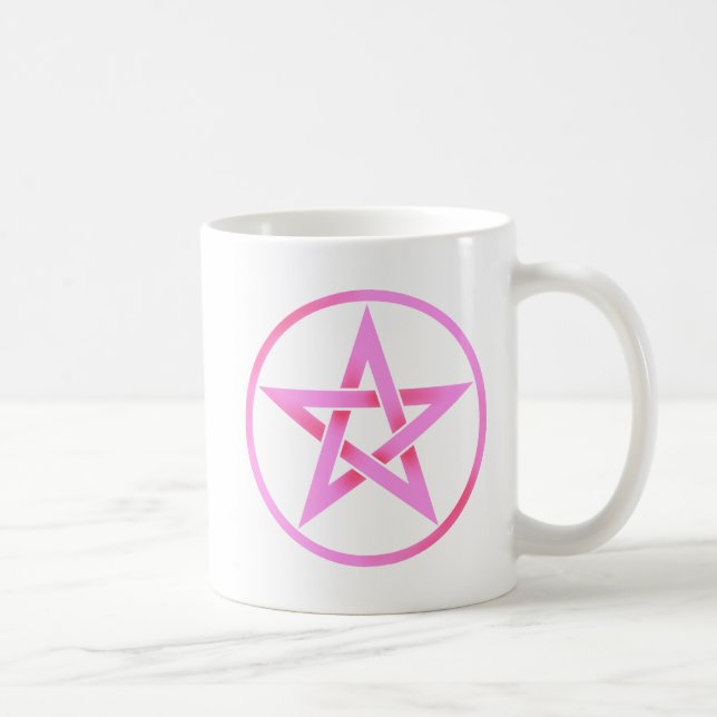 Pink Pentagram Pentacle Coffee Mug (Right)