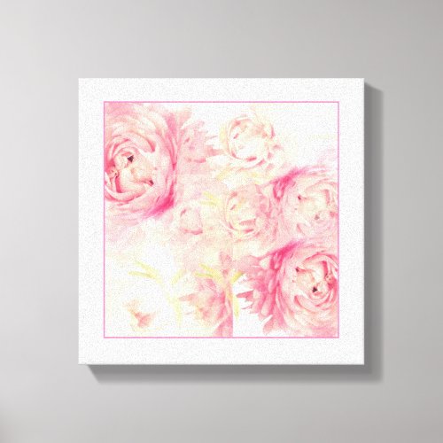 Pink Peonies Abstract Art Strectched Canvas