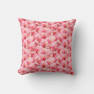 Pink peonies abstract throw pillow