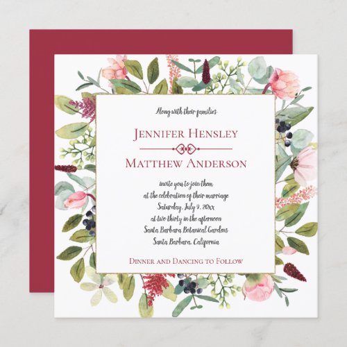 Pink Peonies and Eucalyptus Decorative Floral Invitation