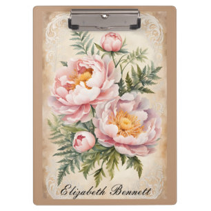Pink Peonies and Lace Clipboard
