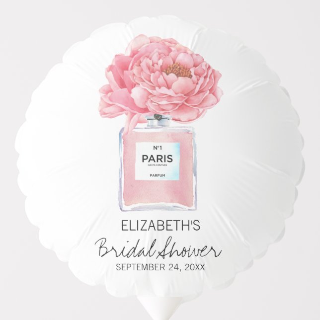 Pink Peonies and Perfume Floral Bridal Shower Balloon (Front)