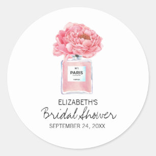 Pink Peonies and Perfume Floral Bridal Shower Classic Round Sticker