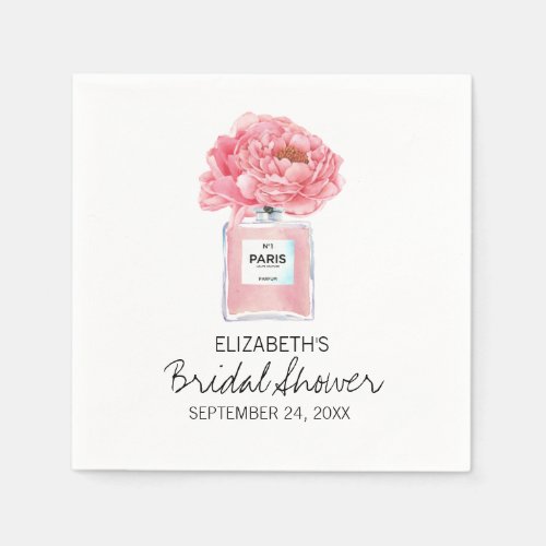 Pink Peonies and Perfume Floral Bridal Shower Napkins