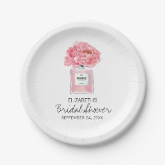 Pink Peonies and Perfume Floral Bridal Shower Paper Plates