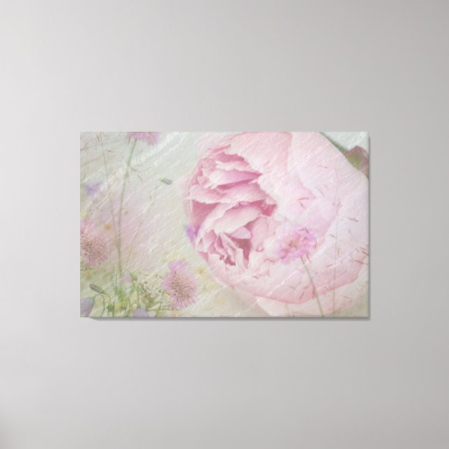 Pink Peonies and Wildflowers  Canvas Print (Front)