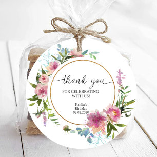 Pink Peonies Birthday Favor Tags