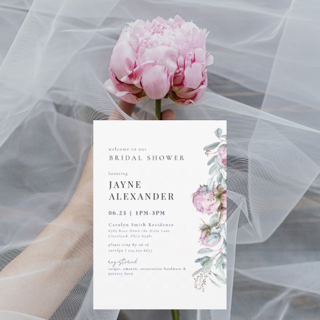 Pink Peonies Botanical Bridal Shower  Invitation (Creator Uploaded)