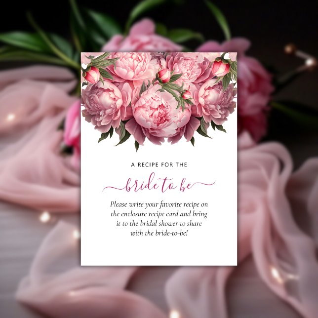 Pink Peonies Bridal Shower Enclosure Card (Pink Peonies Watercolor Bridal Shower Enclosure Card)