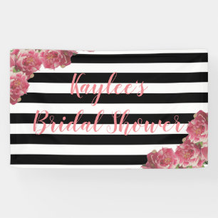 Pink Peonies Bridal Shower Floral Backdrop Banner