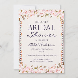 Pink Peonies Bridal Shower Invitation, Wedding Invitation