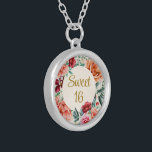 Pink Peonies Burgundy Floral Leaves Sweet 16 Silver Plated Necklace<br><div class="desc">Pretty pink and peach peonies with burgundy and white floral and greenery Sweet 16 silver plated necklace. Contact me for assistance with your customizations or to request additional matching or coordinating Zazzle products for your event.</div>