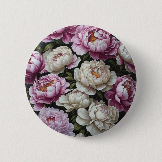 Pink peonies button (Front)