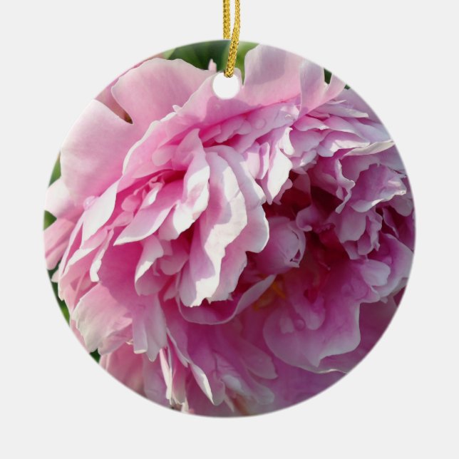 Pink Peonies Ceramic Ornament (Front)