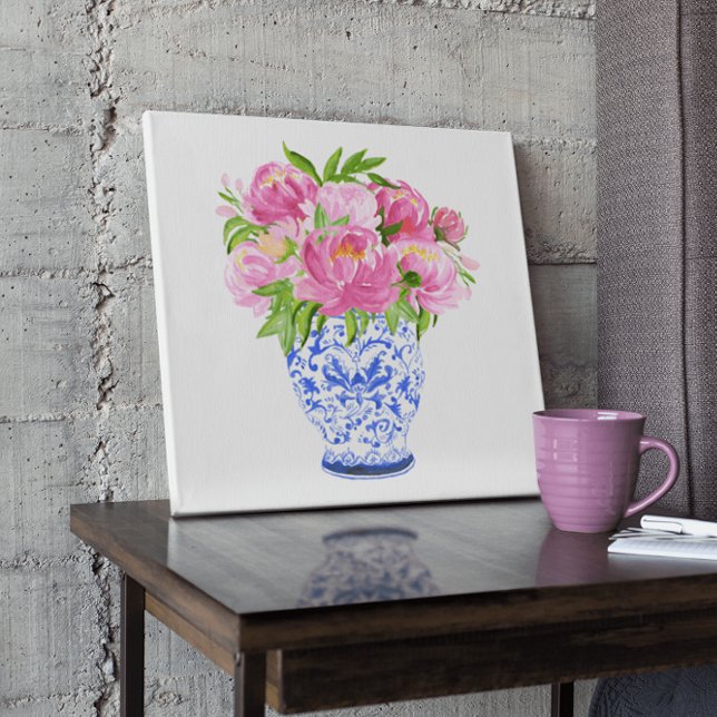 Pink Peonies Chinoiserie Vase Acrylic Print (Creator Uploaded)