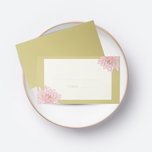 PINK PEONIES CHINOISERIE WEDDING PLACE CARD