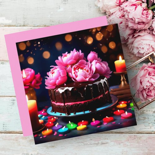 Pink Peonies Chocolate Birthday Personalized Card