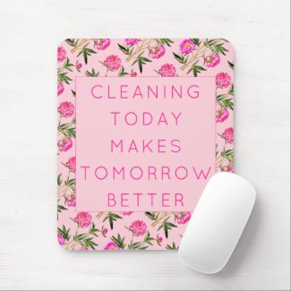 Pink Peonies Cleaning Affirmation Mouse Pad